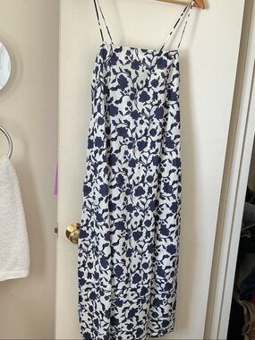 Zara White Maxi Skirt with Navy Floral Print